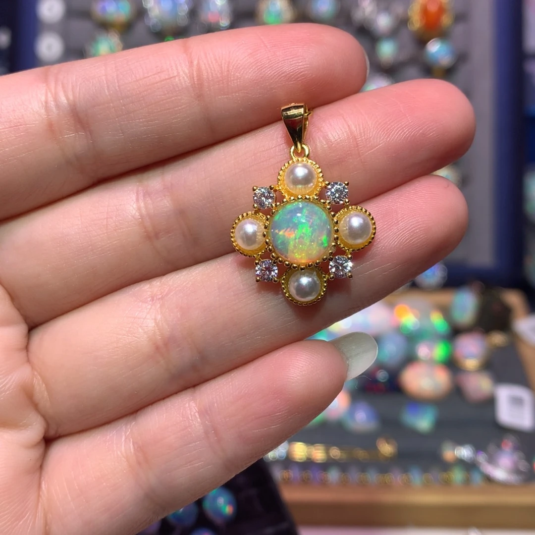 银S925镶嵌欧泊吊坠款式