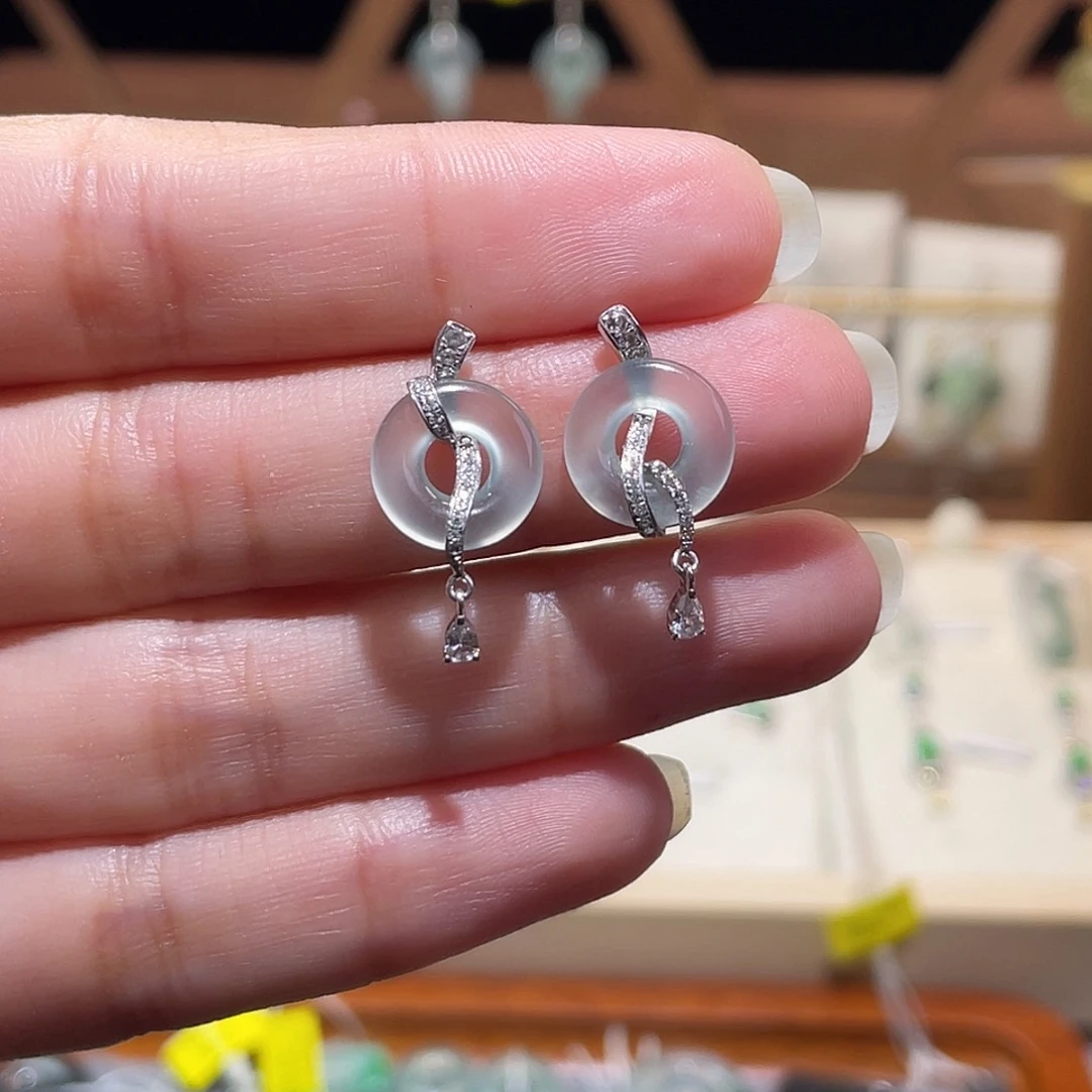 翡翠18K金镶嵌耳饰