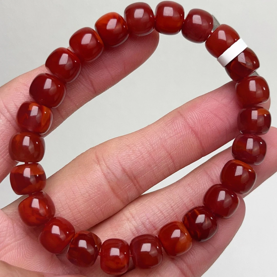 1309F103凉山瓦西料南红牛血火焰单圈手串