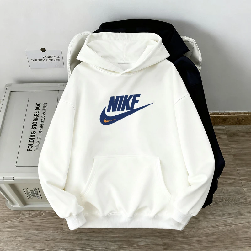 NK时尚百搭连帽卫衣男宽松休闲春秋季潮牌青年长袖上衣秋冬打底衫