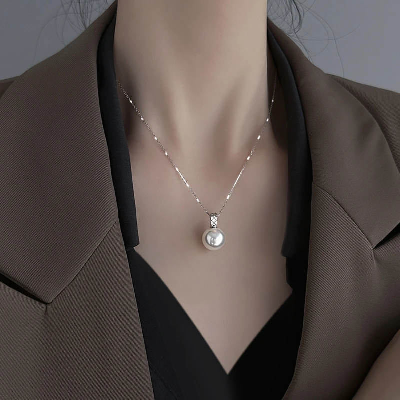 链子925银仿珍珠 925银施家珠项链女2025爆款夏精致小众颈链配饰