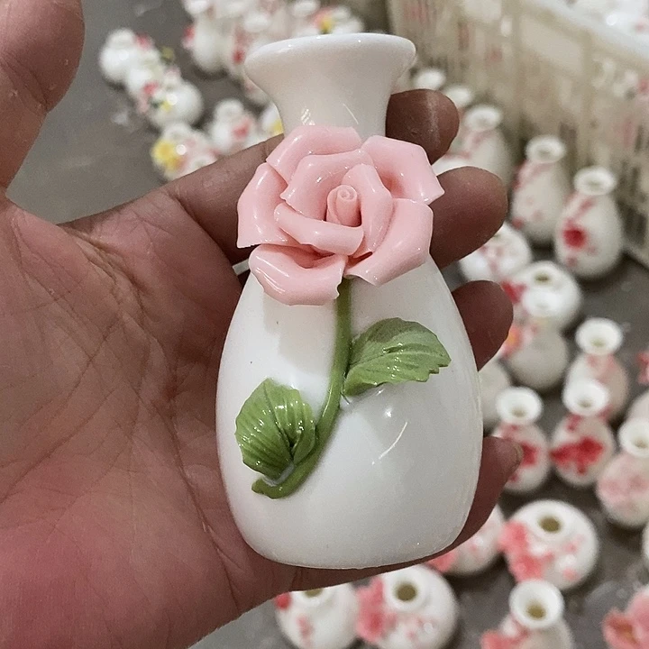 瓷片纯手工陶瓷花摆件瑕