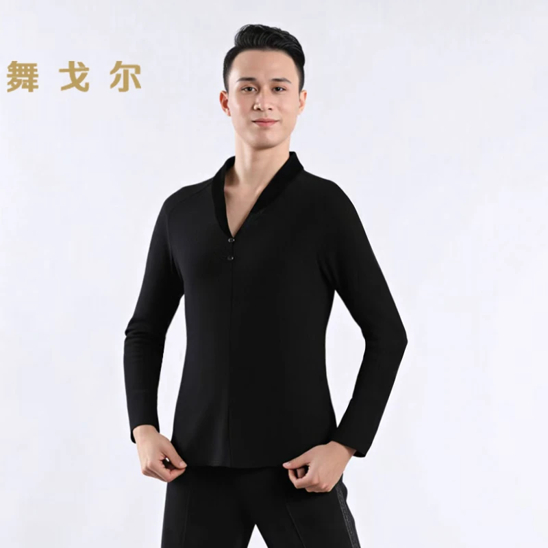 男士拉丁舞服上衣摩登舞广场舞时尚男式舞衣华尔兹成人练功服长袖