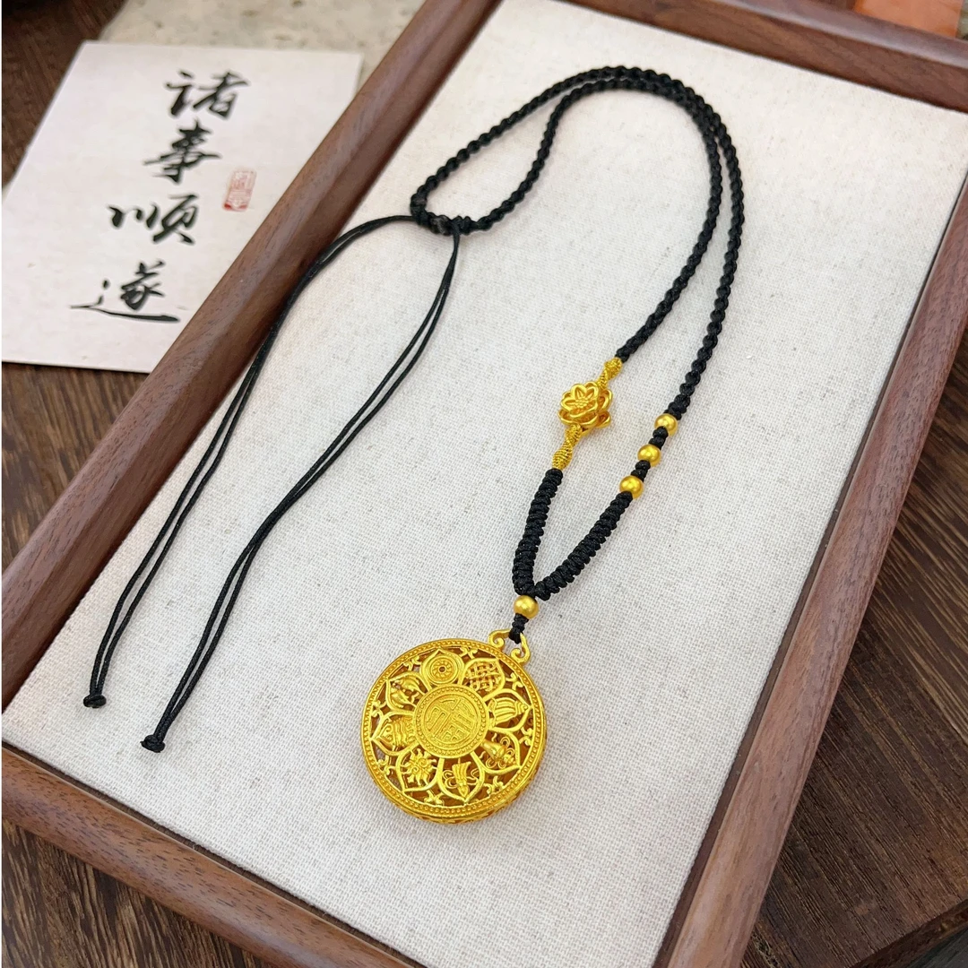 铜合金吊坠 金店同款八宝罗盘吊坠项链男女莲花转运珠福字毛衣链