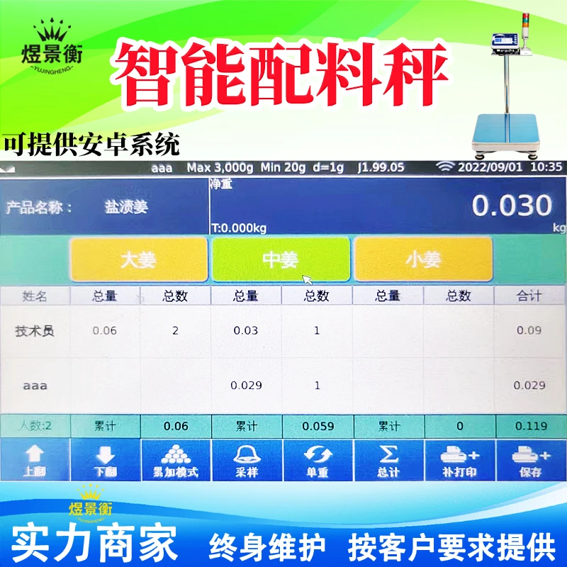 智能配料秤自动下达任务至电子秤追溯管理称重系统显示配方比例值