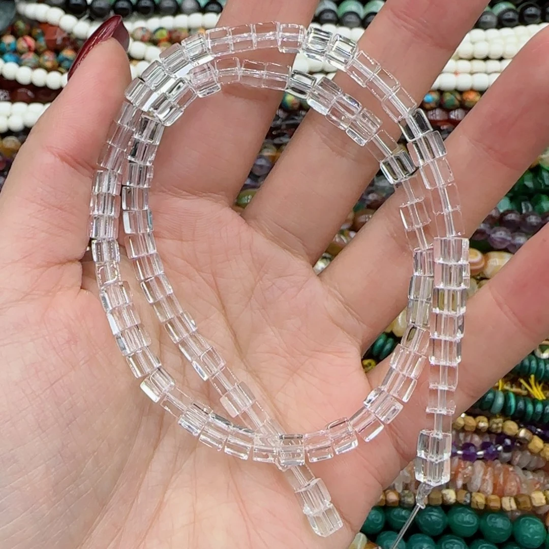 玛瑙/玉髓珠宝半成品未镶嵌双a巴西白水晶方糖一条卡4