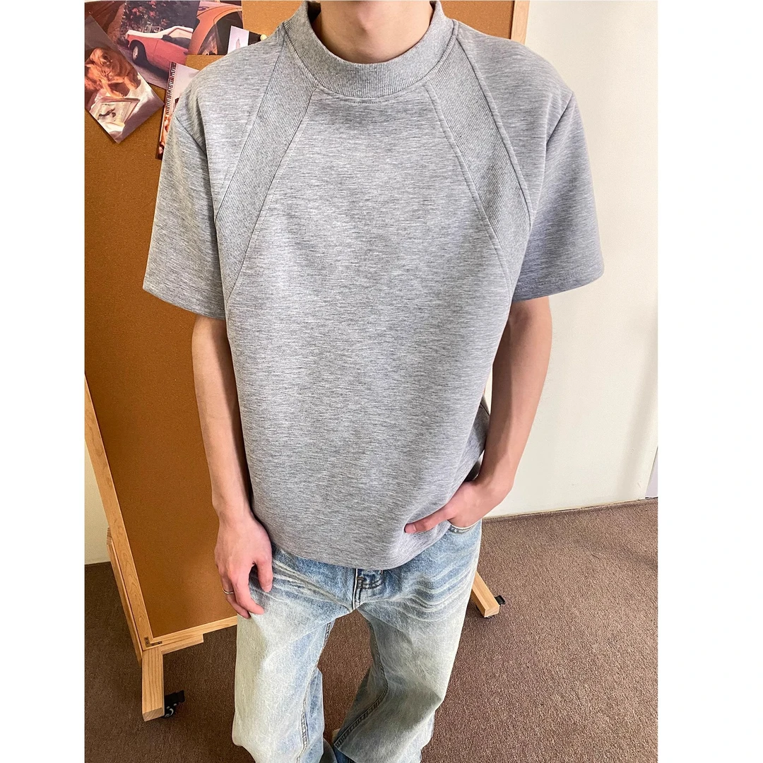 280g太空棉空气层短袖t恤男款夏季美式高街boxy版型抗褶硬挺半袖