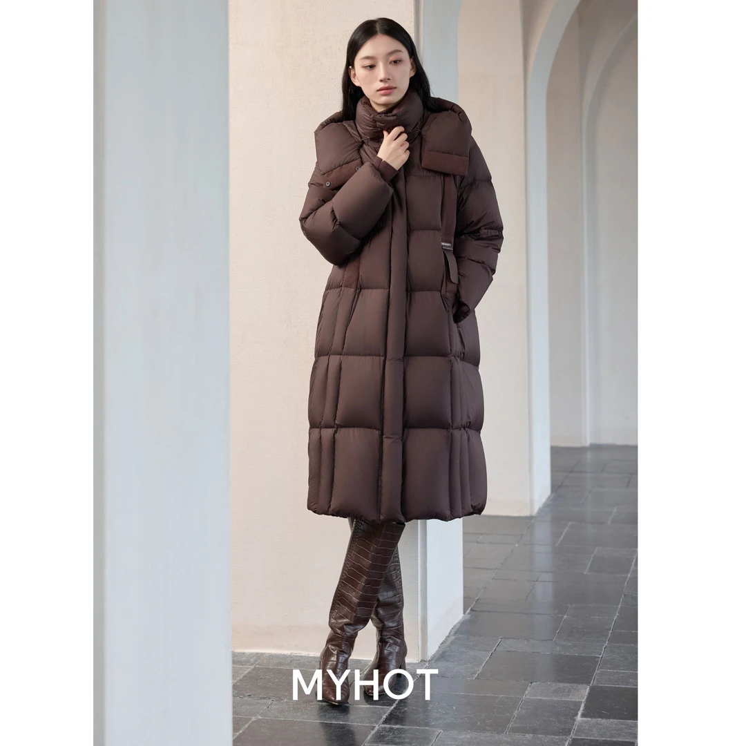 MYHOT华家曼冬季新款长款过膝加厚保暖时尚羽绒服