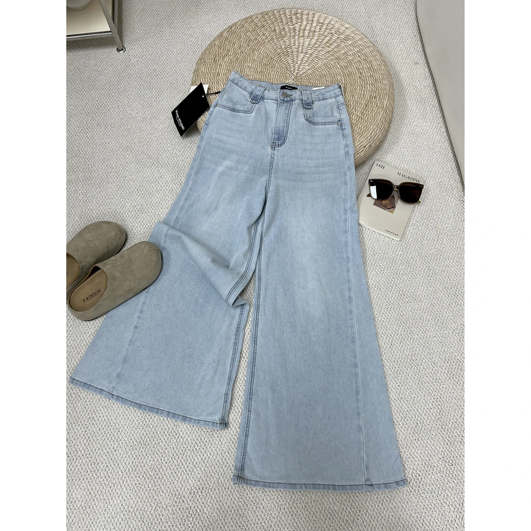 浅蓝色大喇叭牛仔裤7119-1