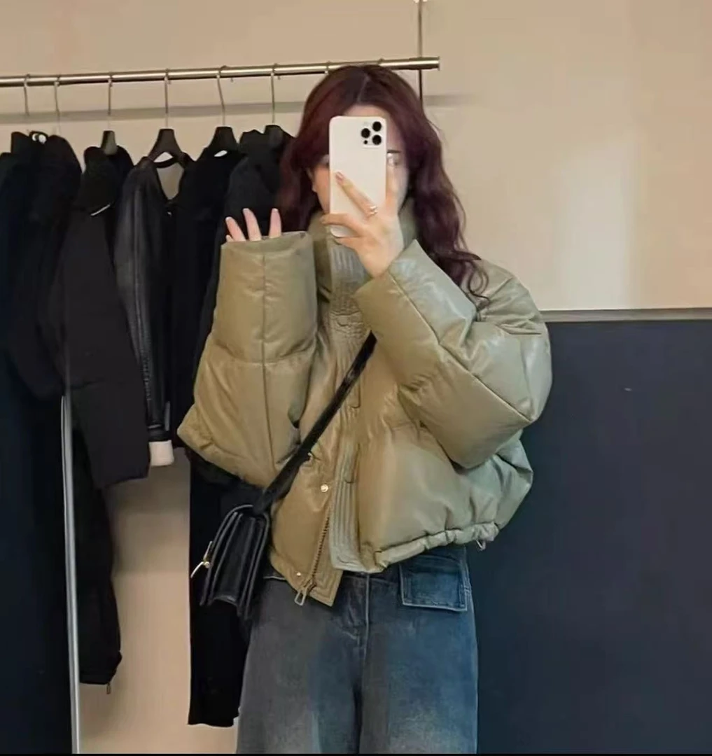 pu皮短款棉服防水防风女免洗小个子显瘦百搭面包棉衣加厚韩版外套