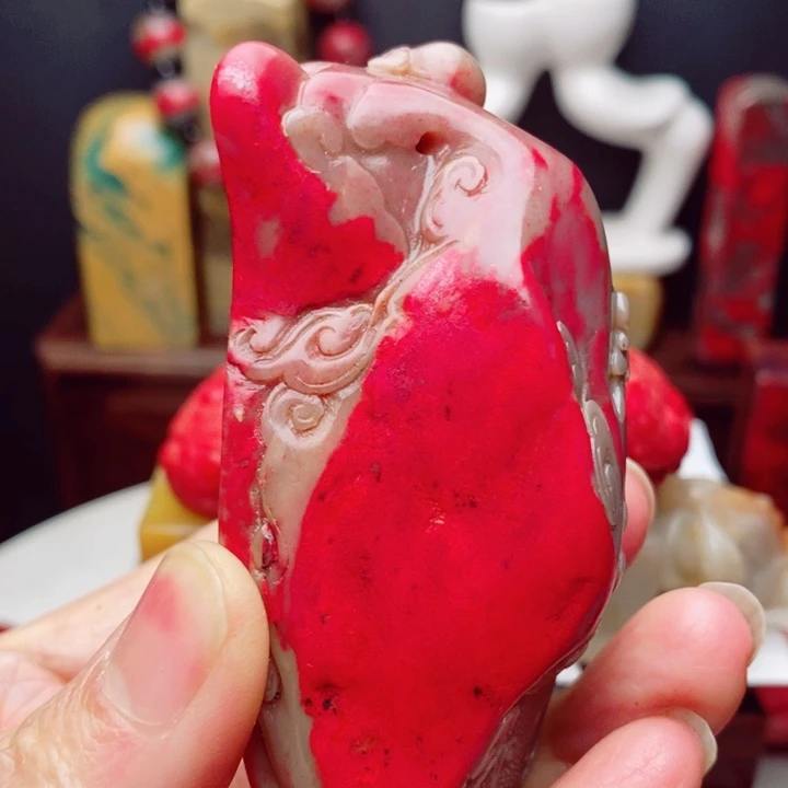 昌化石鸡血石手把