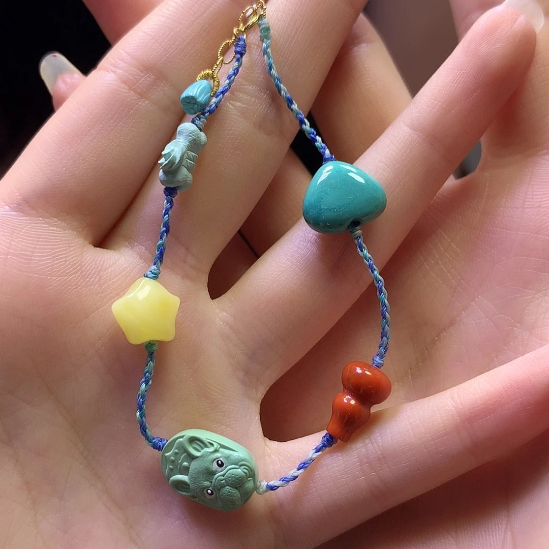 绿松石18K金镶嵌手串