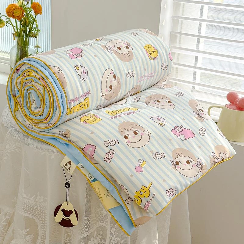 新款A类水洗双层皱皱纱儿童卡通夏被夏季可机洗 空调夏凉薄被批发