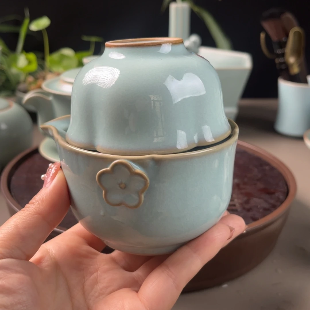 原矿天青色手抓壶