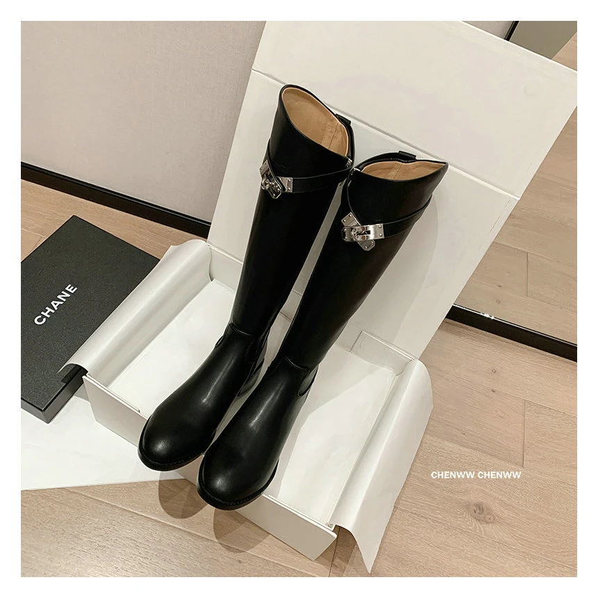 【CHENWW】新款高定轻奢长筒骑士靴高靴百搭靴子女