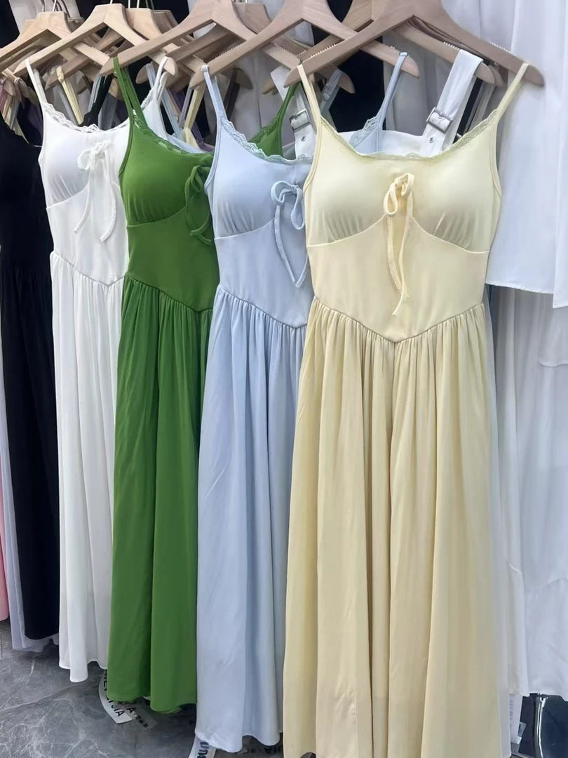 恩恩家夏季蕾丝自带胸垫A字连衣裙