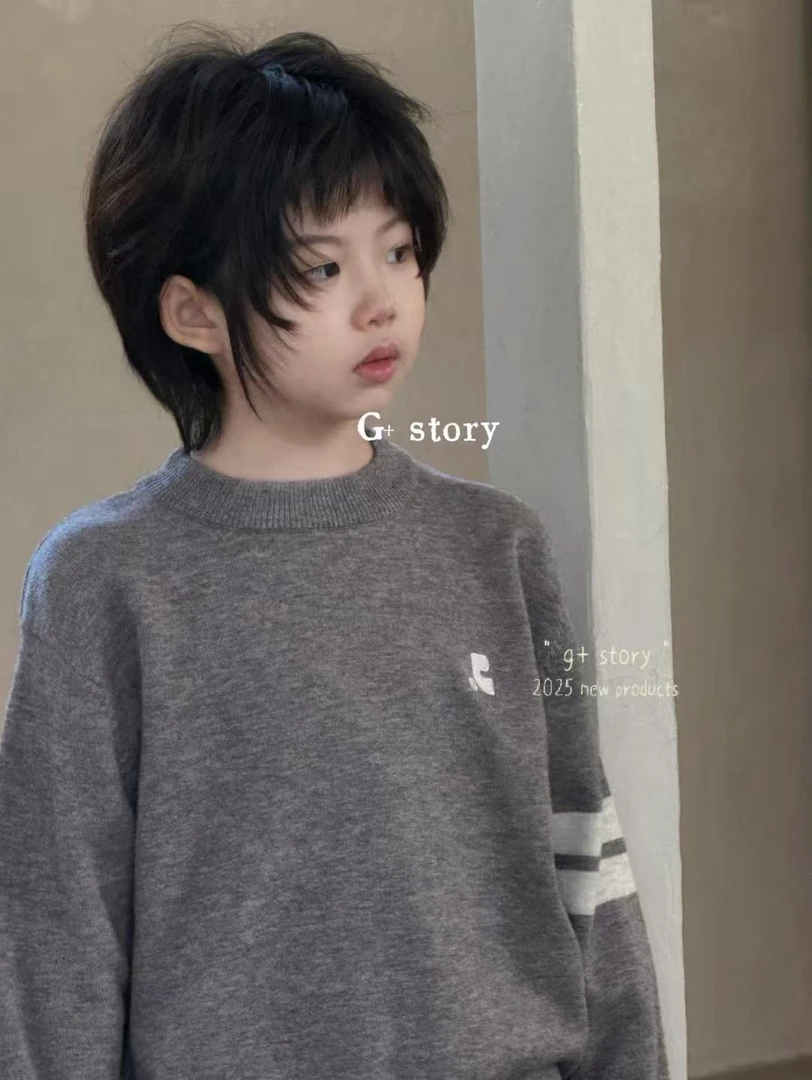 2025新款童装毛衣 男女童学院风羊毛针织衫 中大童百搭长袖打底衫
