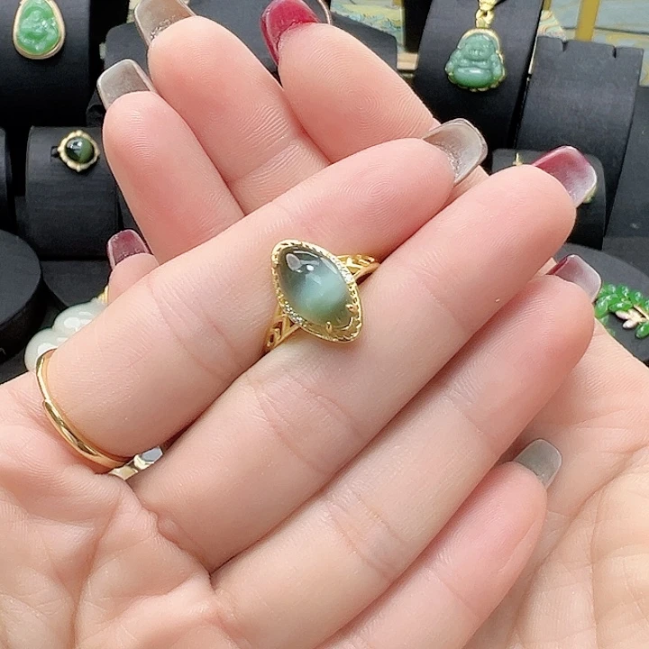 银S925镶嵌戒指和田玉