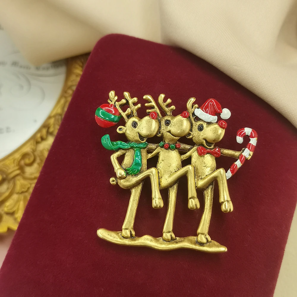 B&W九十年代圣诞快乐麋鹿胸针[2412201-022]