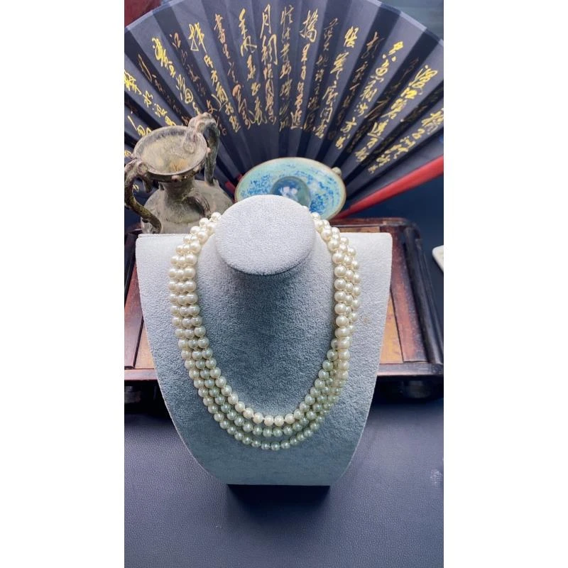 J001珍珠时尚白色三圈叠戴百搭长款项链（多样性发其一）