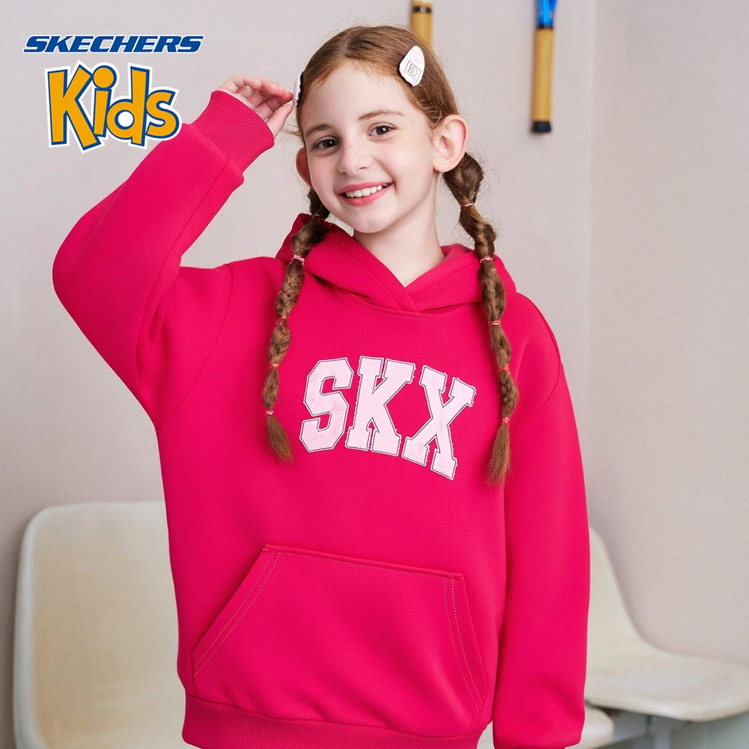 斯凯奇儿童2025新款秋冬女童童装粉色卫衣洋气时尚百搭韩版休闲