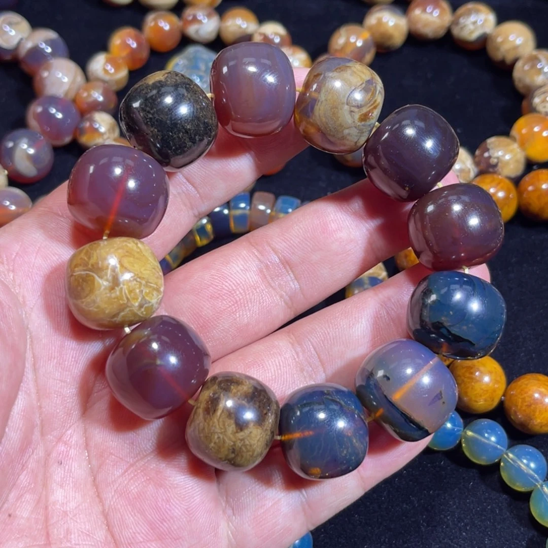 琥珀未镶嵌手链55克大多宝老型