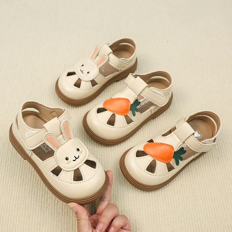 木西糖糖女童包头镂空凉鞋夏季新款幼儿园防踢防滑宝宝学步鞋7253