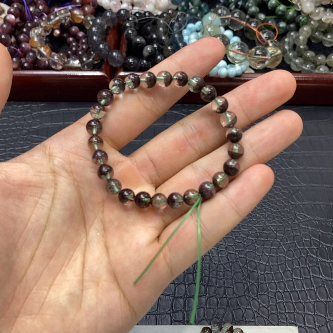 未镶嵌手链水晶红幽灵7mm+