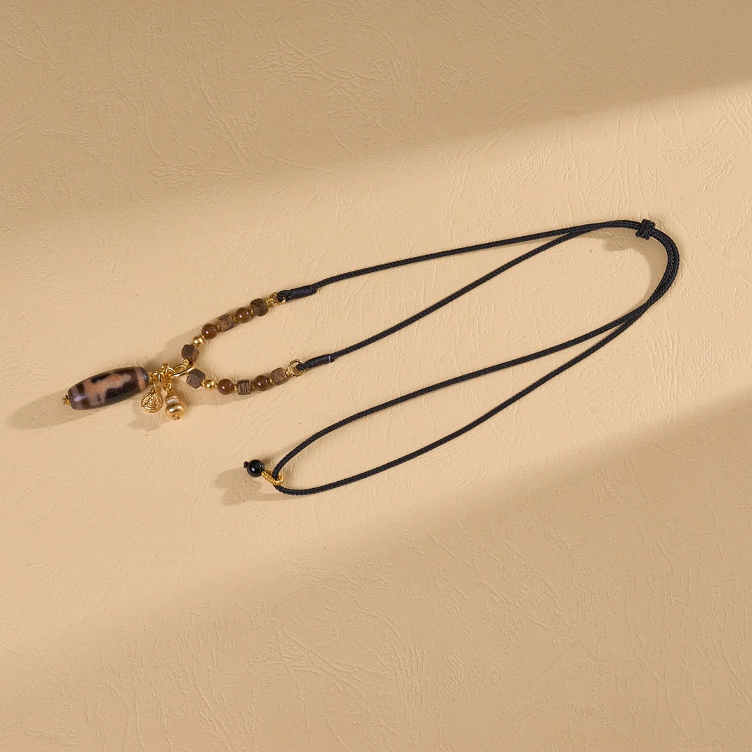 云丹拉姆丨牙黄观观宝瓶双图腾天珠项链多样性发其一