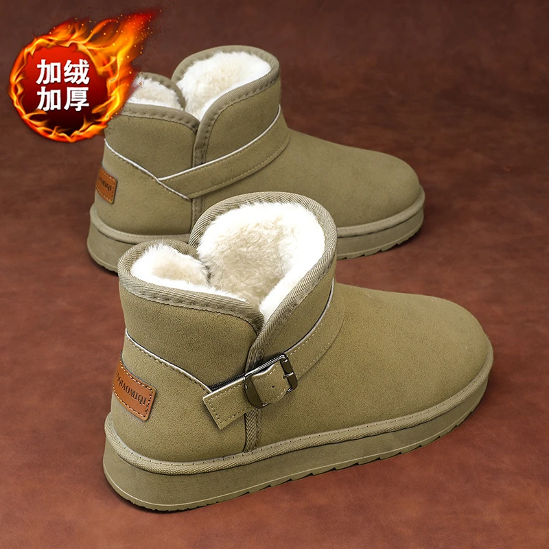 雪地靴冬季男款皮毛一体情侣户外防寒面包鞋东北加绒加厚保暖棉鞋