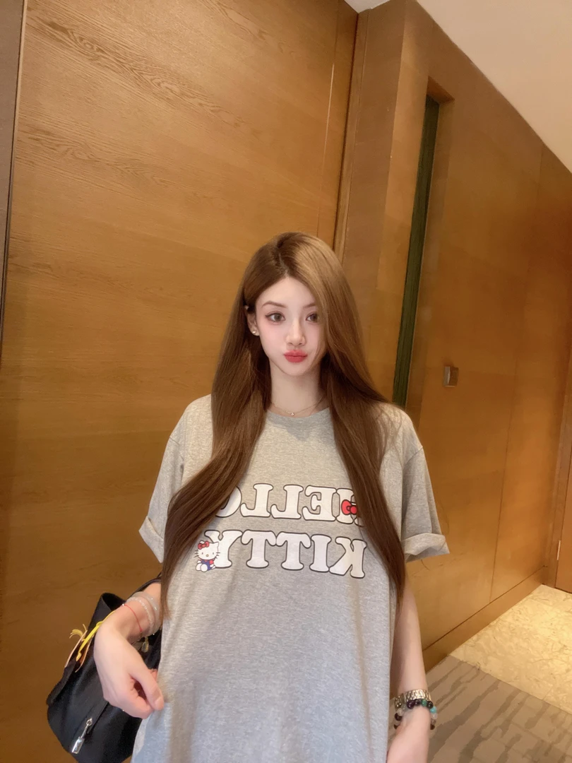 卡通kitty大版宽松T恤 薄款/搭配饰