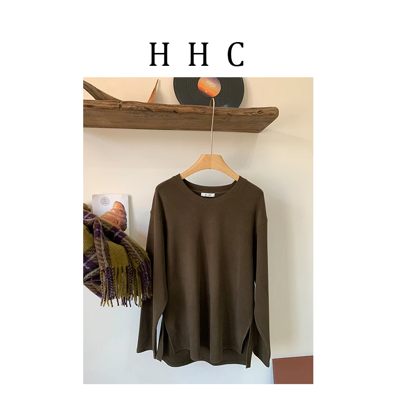 【花花菜】冬装新品“一件T恤也可唤醒冬日的温暖”300g重磅打底衫女