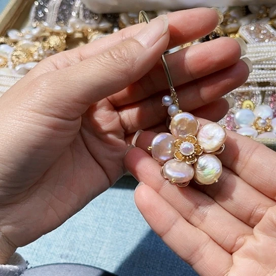 淡水珍珠胸饰银S925镶嵌