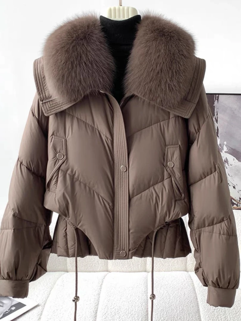 杭州正品2025冬新款宽松韩系大毛领保暖羽绒服10323