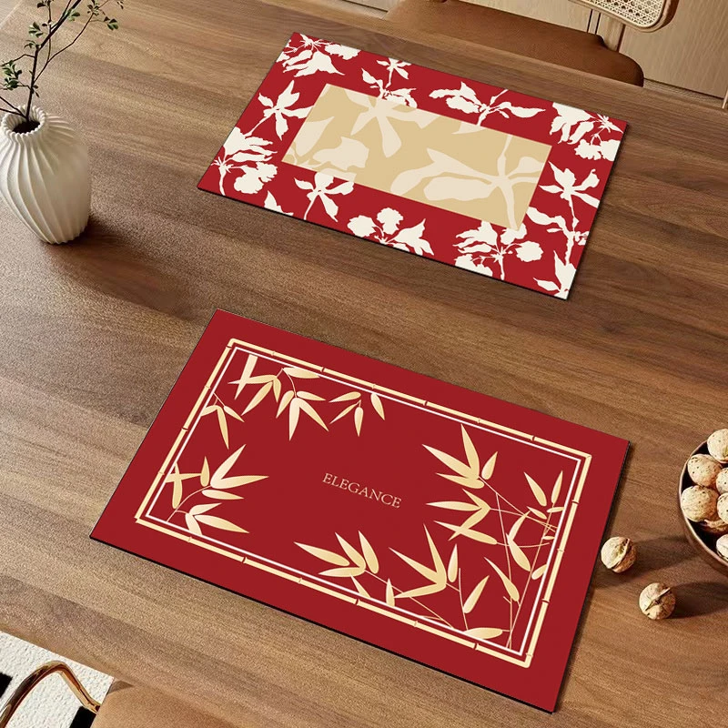 【拍一发二】新中式红色喜庆硅藻泥桌面防烫隔热卧室吸水垫垫子家用