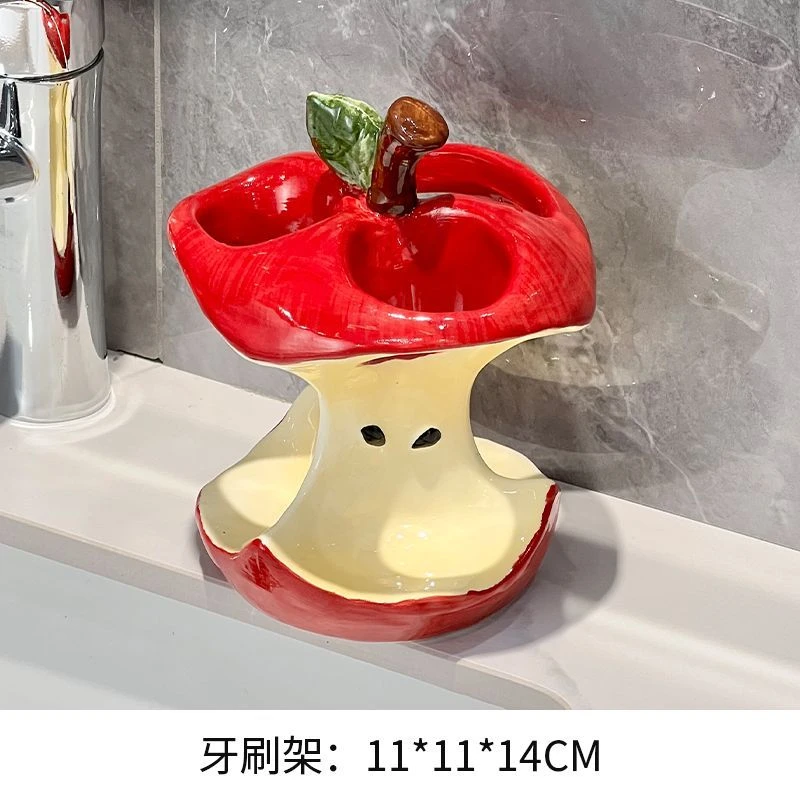 户品高颜值苹果芯牙刷架陶瓷牙刷底座沥水卫生间洗漱台创意卫生间