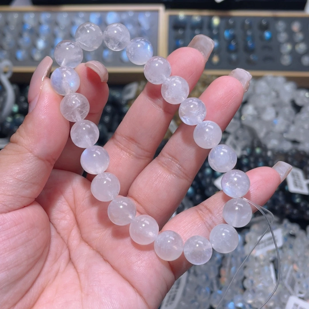 长石手链未镶嵌奶油体蓝月光手链9.8mm 捡漏价