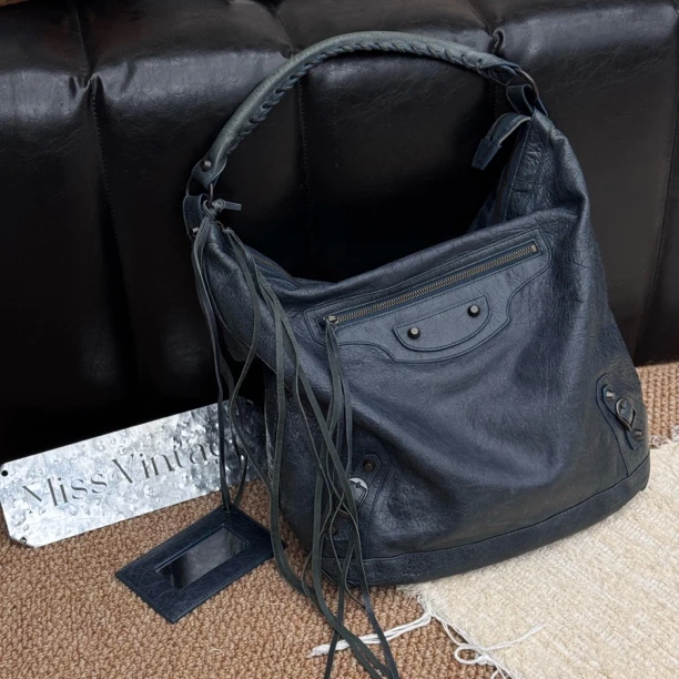 95新 Balenciaga/巴黎世家 觅时/海军蓝机车hobo/118341