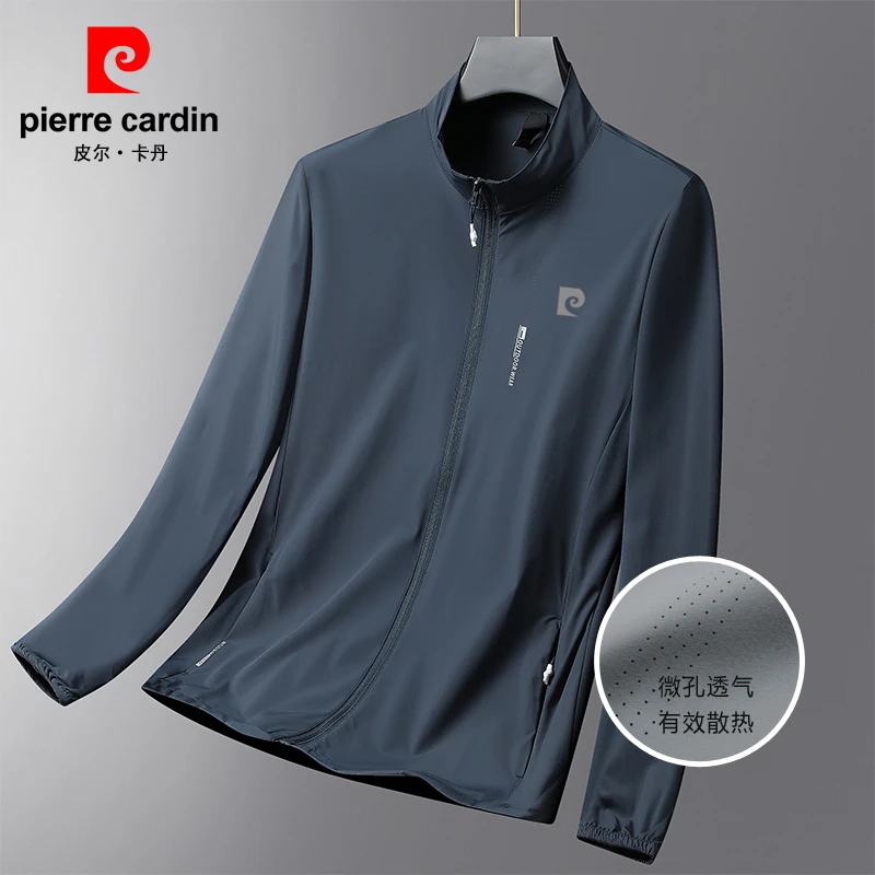 皮尔卡丹冰丝防晒衣男士夏季立领薄款休闲速干宽松大码防晒服外套