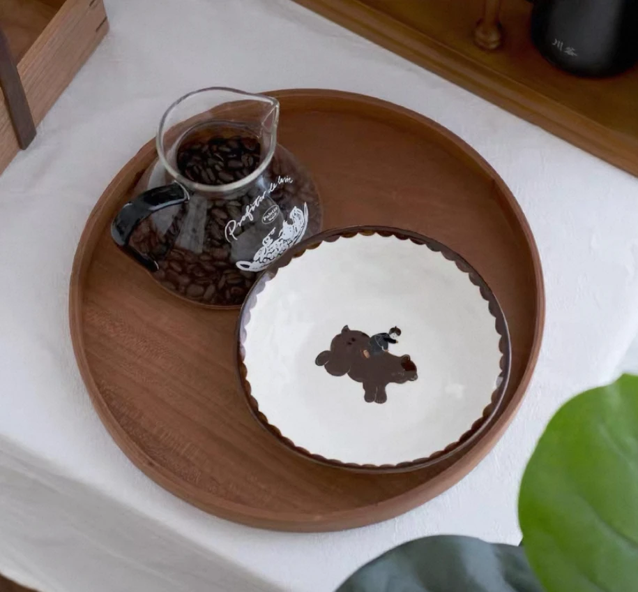 川谷原创牧童陶瓷深碟