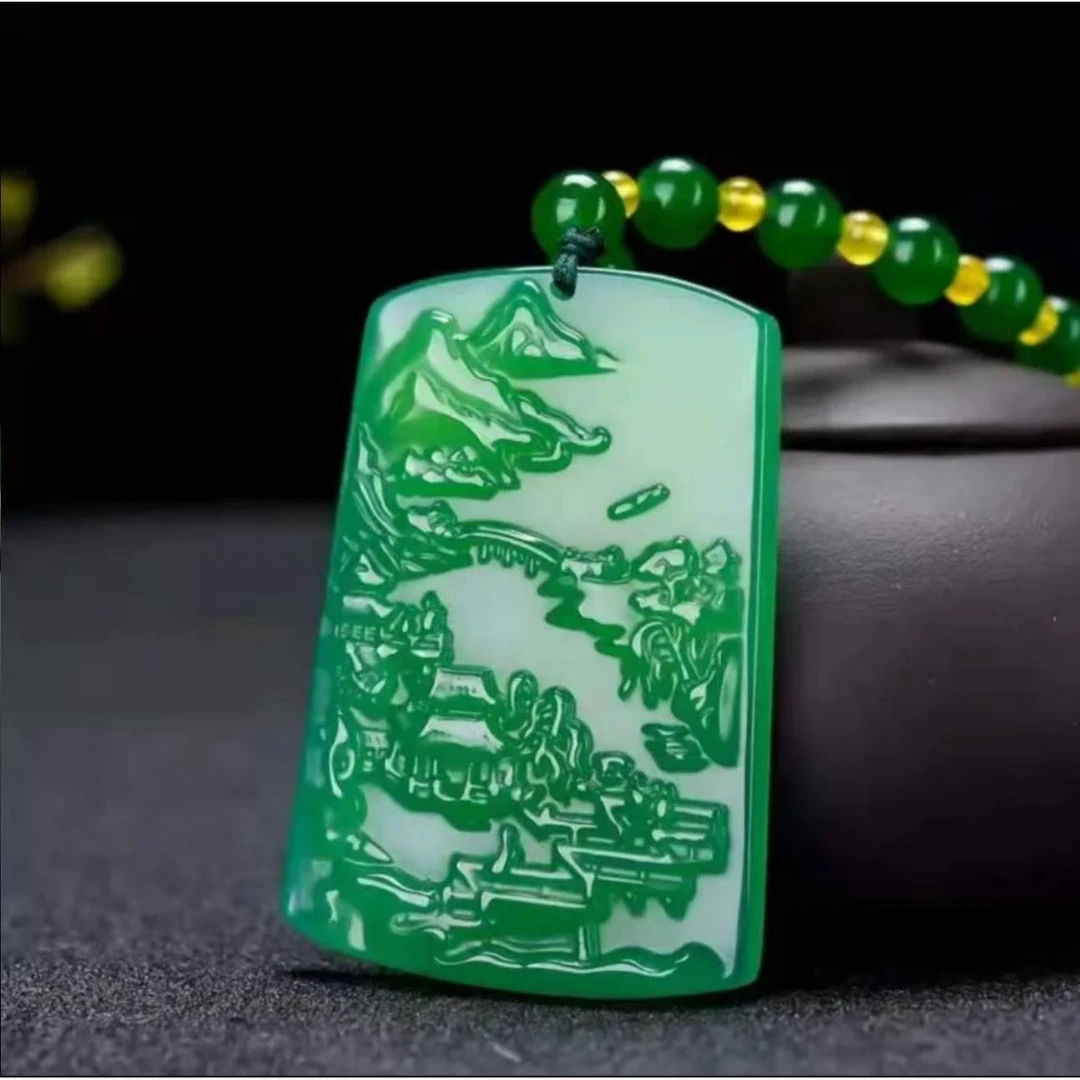 【金杰】绿色高端奢品天然山水牌坠链
