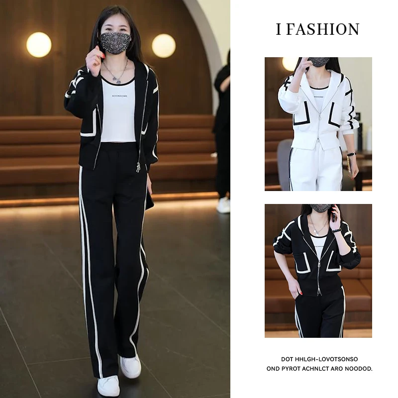 高含棉韩版休闲洋气质套装女2025秋冬新款宽松显瘦上衣长裤两件套