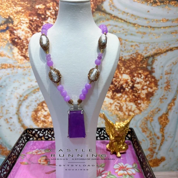 铜合金项链 紫罗兰娜菲雅系列9766手工气质轻奢紫色镶嵌