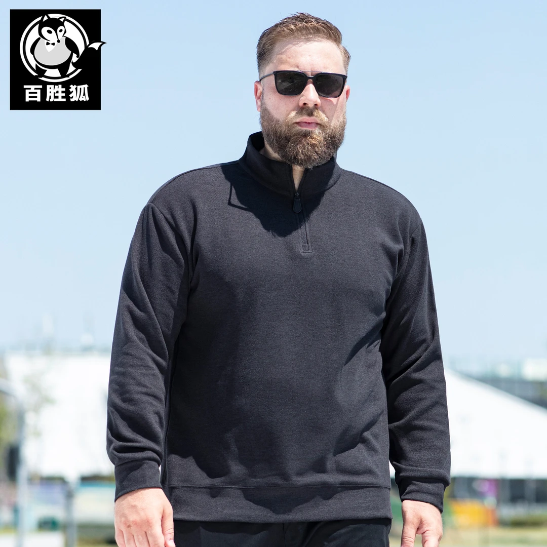 百胜狐大码男装潮胖子长袖卫衣男加肥加大2025秋新款休闲套头上衣