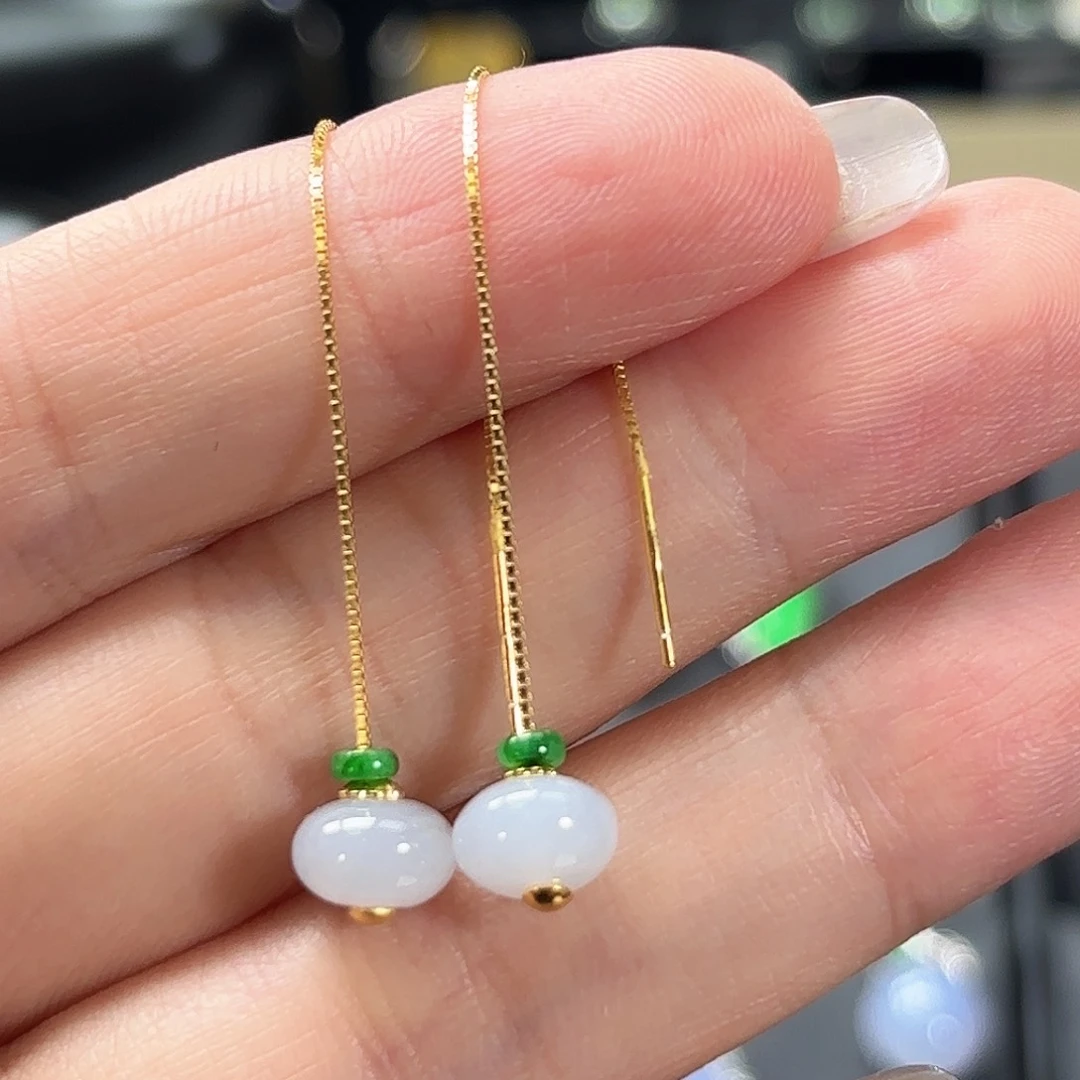 翡翠银S925镶嵌耳饰