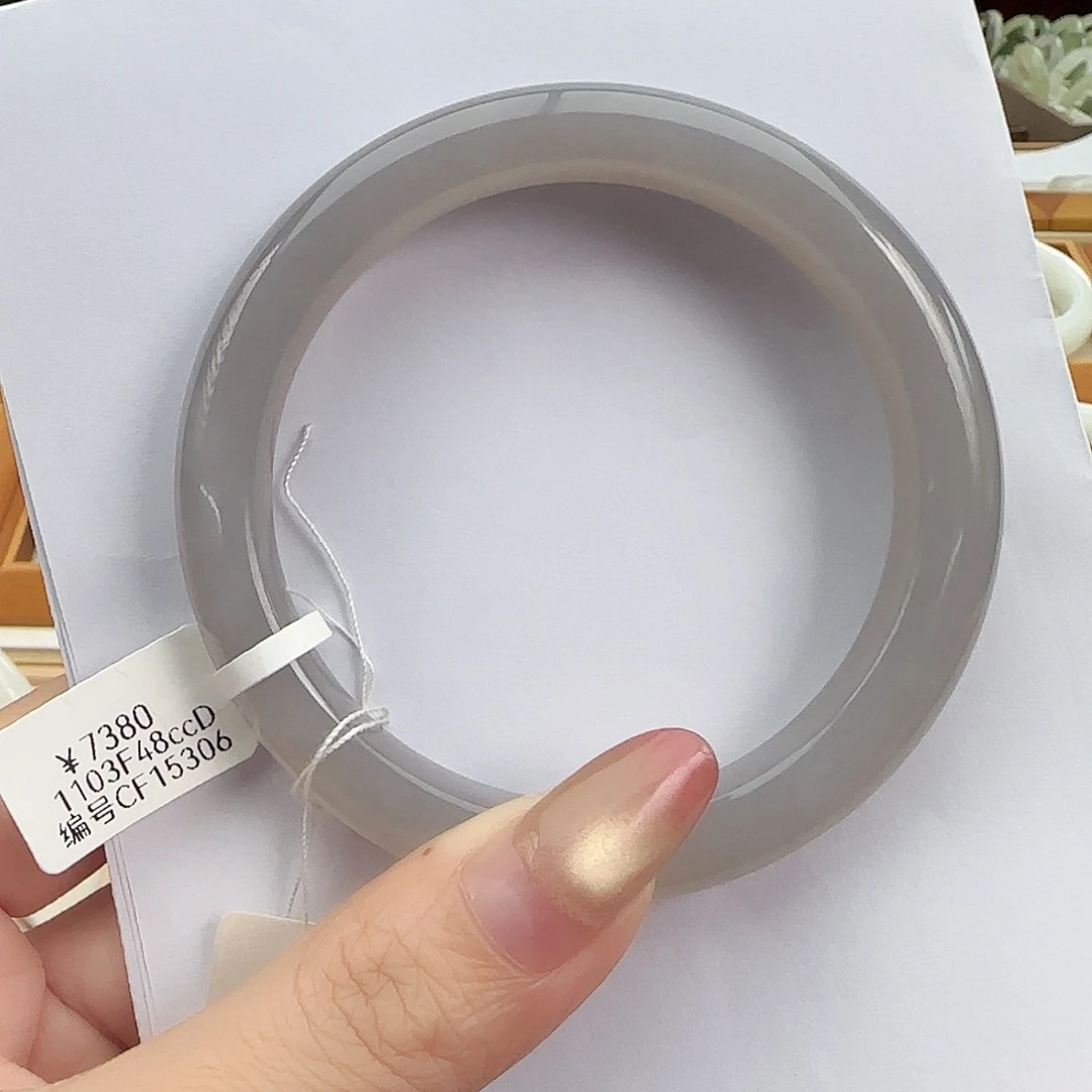 和田玉未镶嵌手镯冰烟紫 正圈60-61