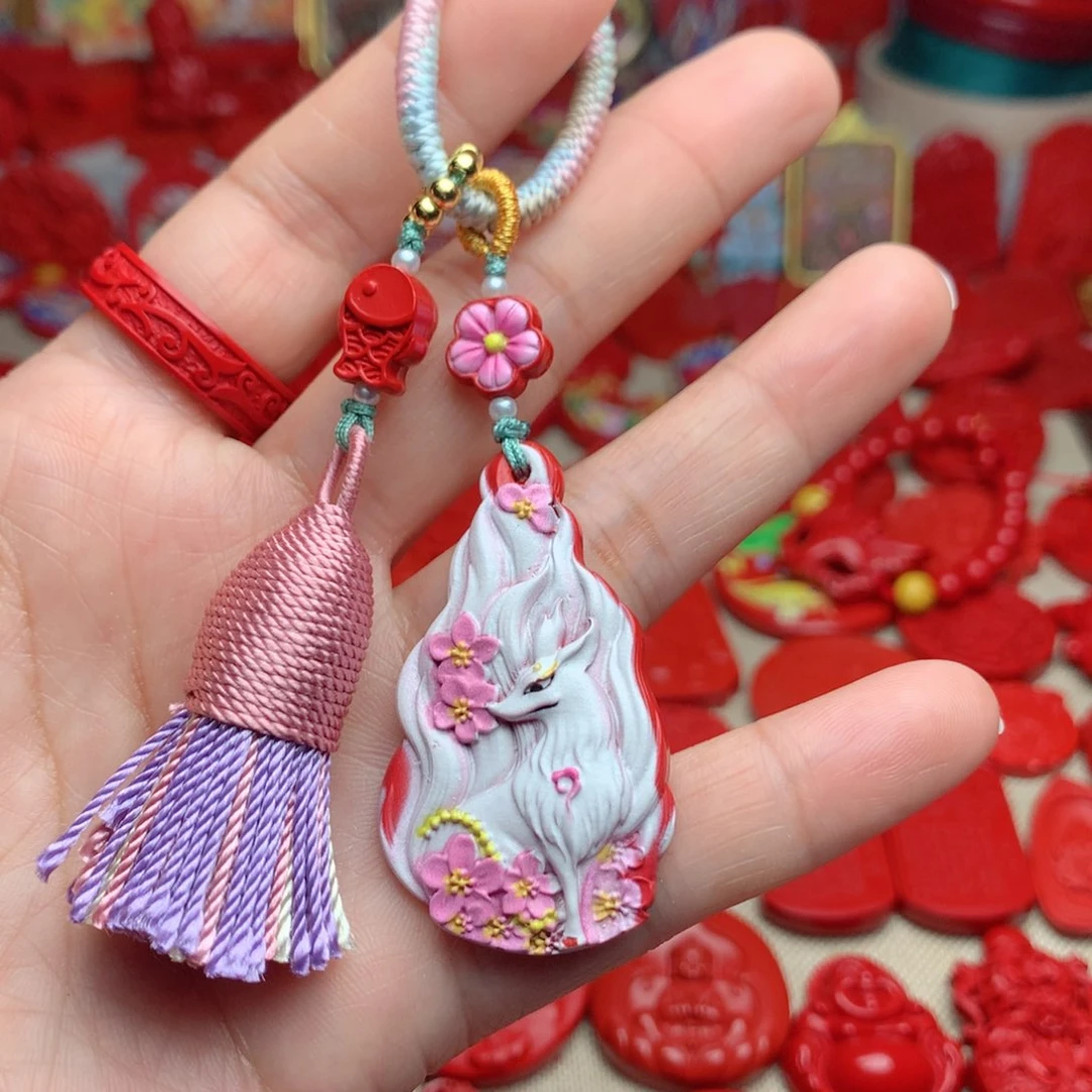 天然辰砂工艺品朱砂钥匙扣包包挂