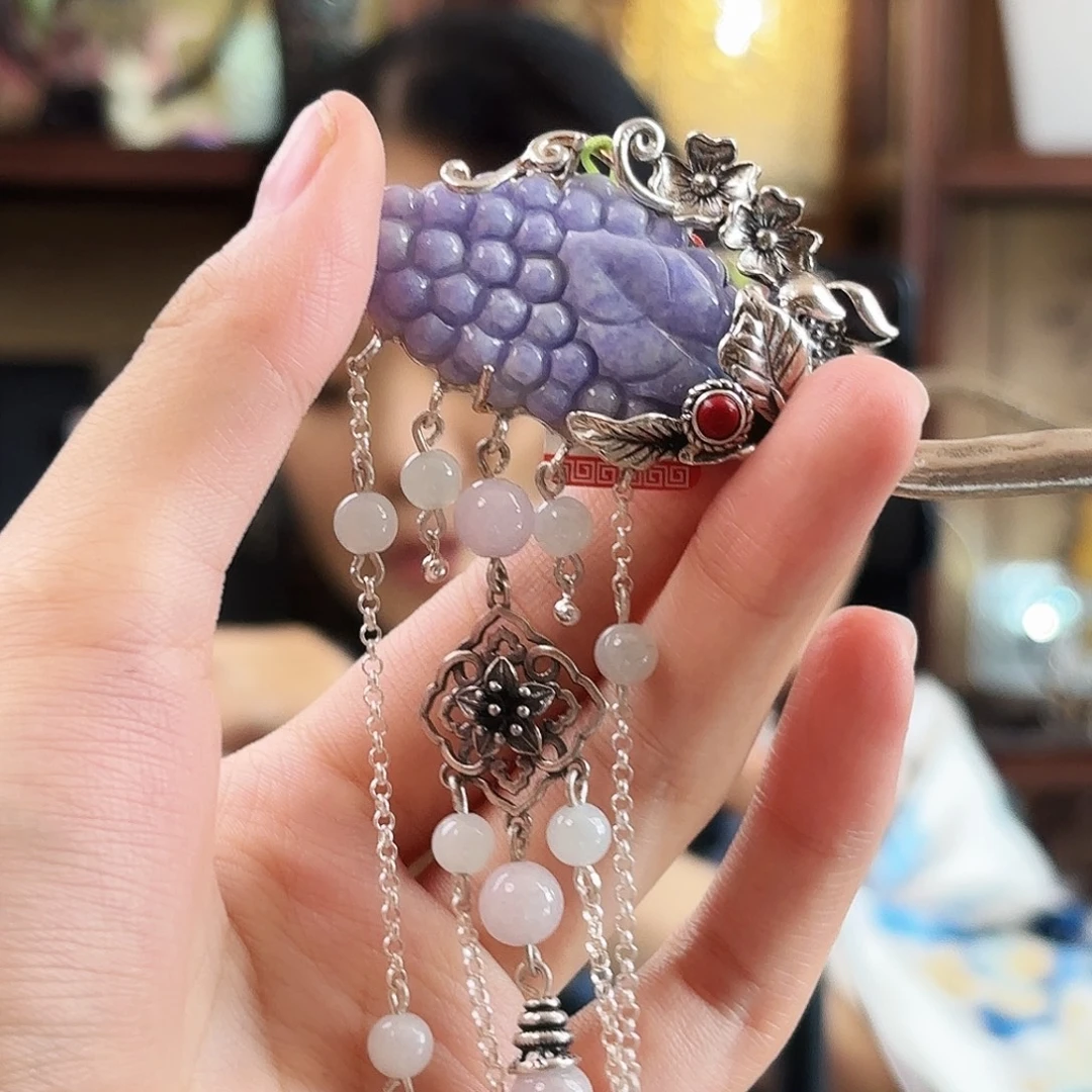 翡翠银S925镶嵌发饰