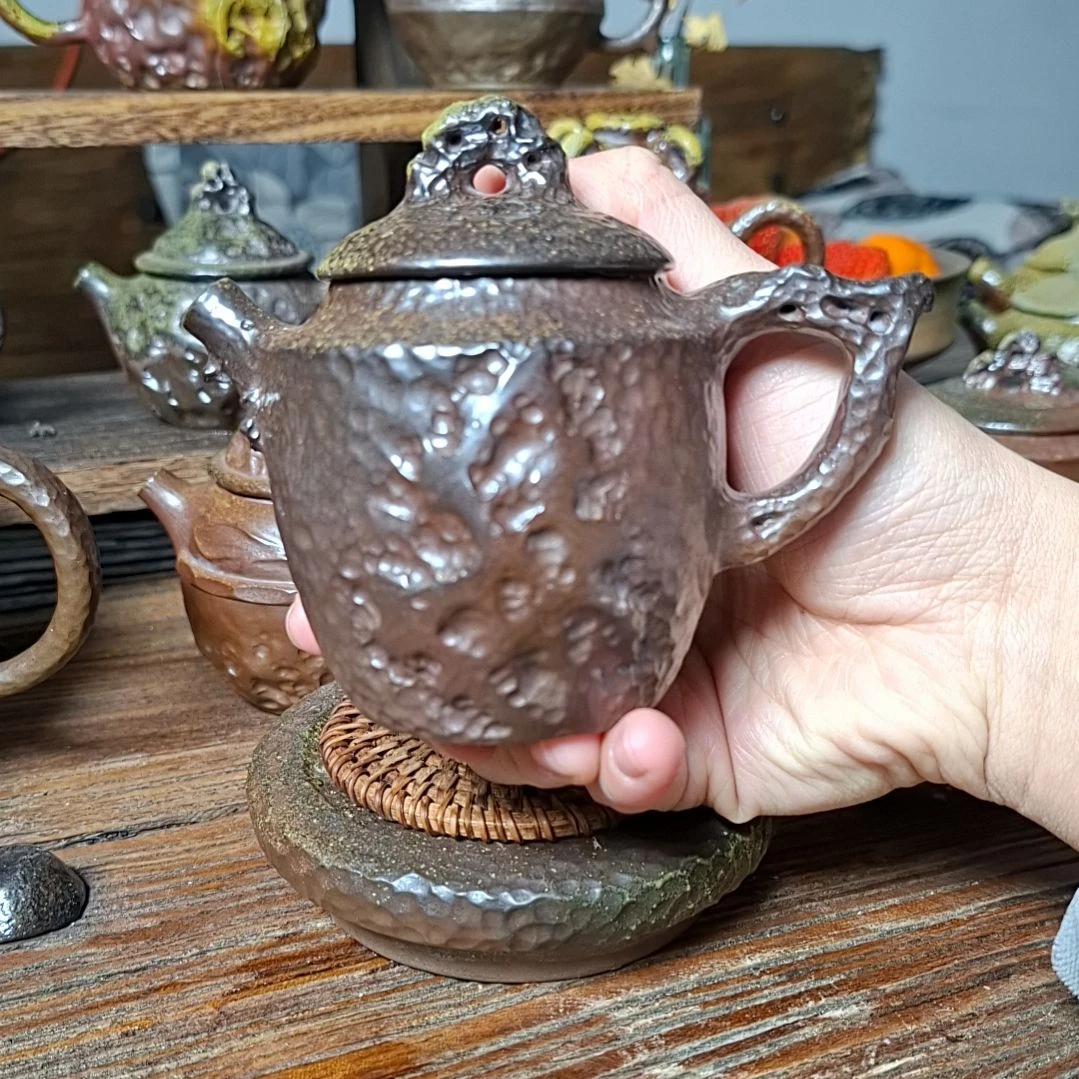 此***道坭兴陶纯柴烧锤纹壶180c