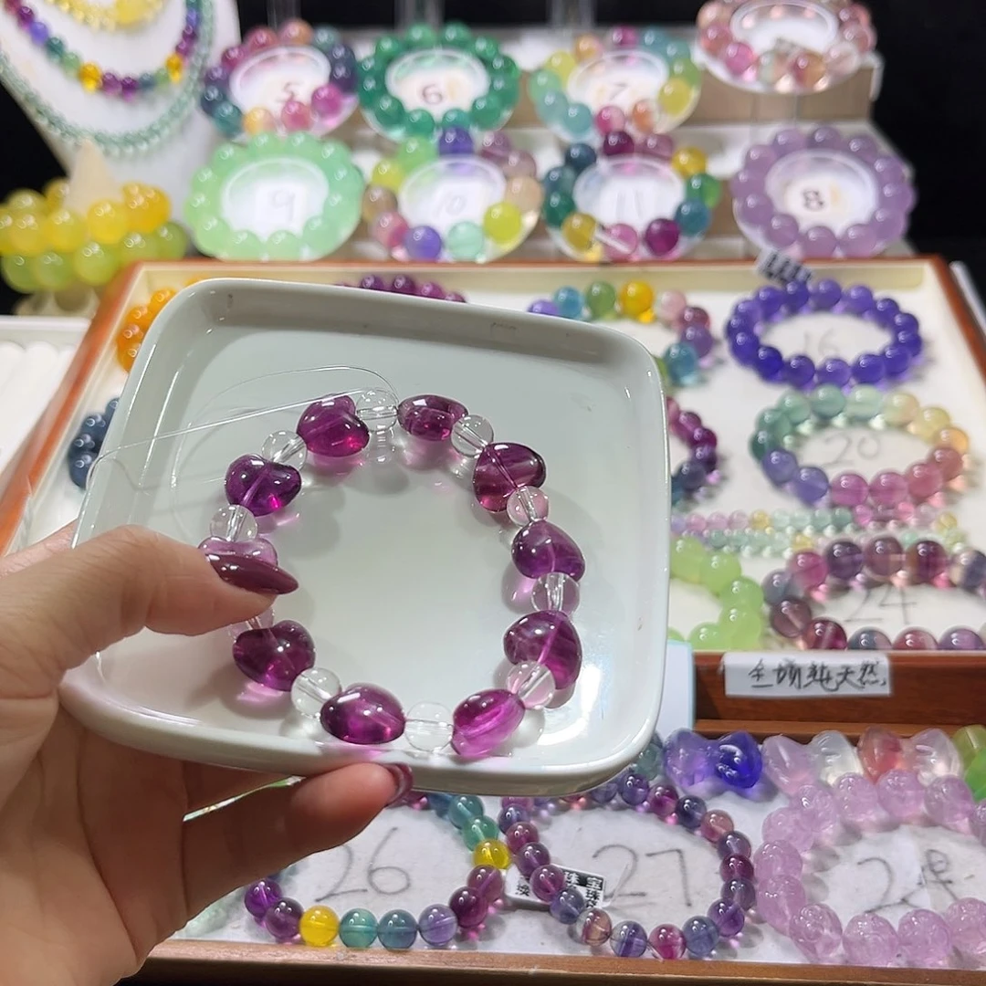 未镶嵌手链萤石树莓紫红